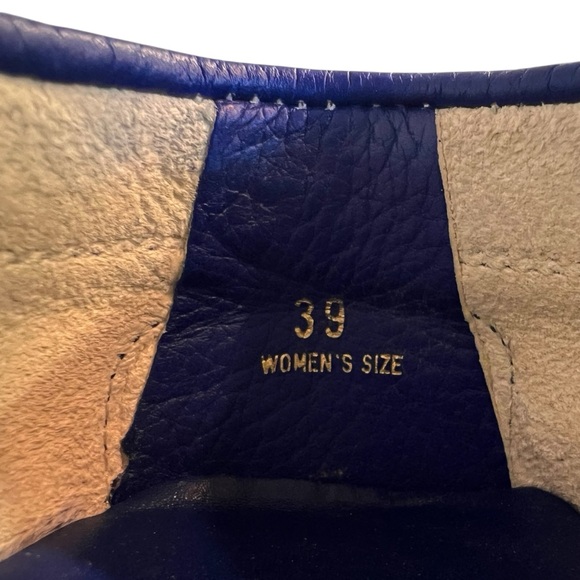 TOD'S Bubble Gommino Loafer Moccasin Italian Leather Fringe Blue Women's Size 39 - Picture 15 of 16